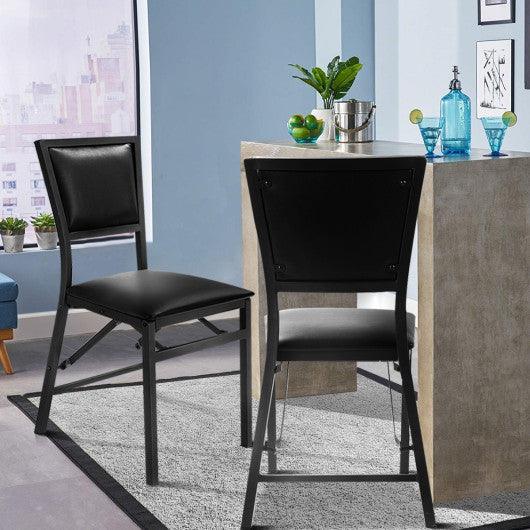 Set of 2 Metal Folding Dining Chair with Space Saving Design