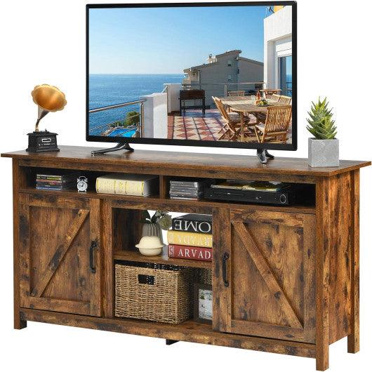 60”Industrial TV Stand Entertainment Center with Shelve and Cabinet-Brown