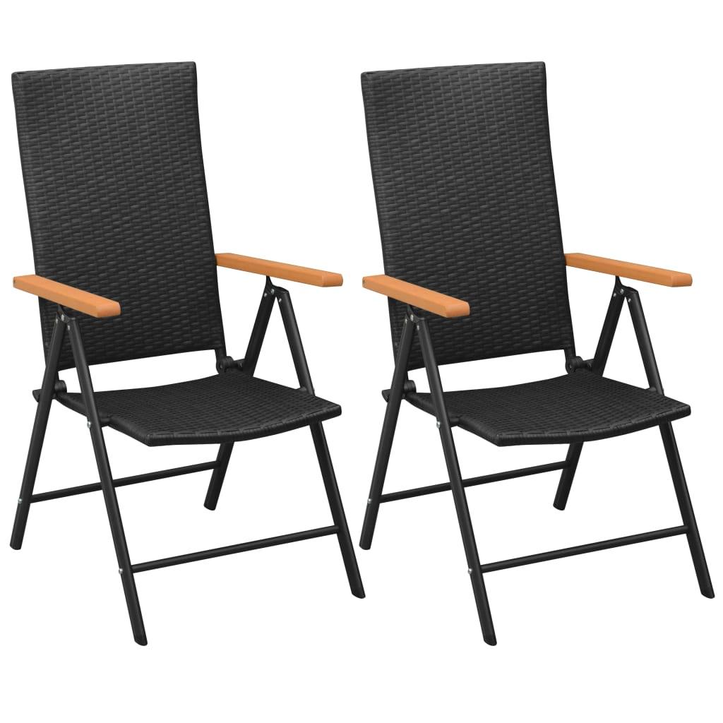 Stackable Patio Chairs 2 pcs Poly Rattan Black