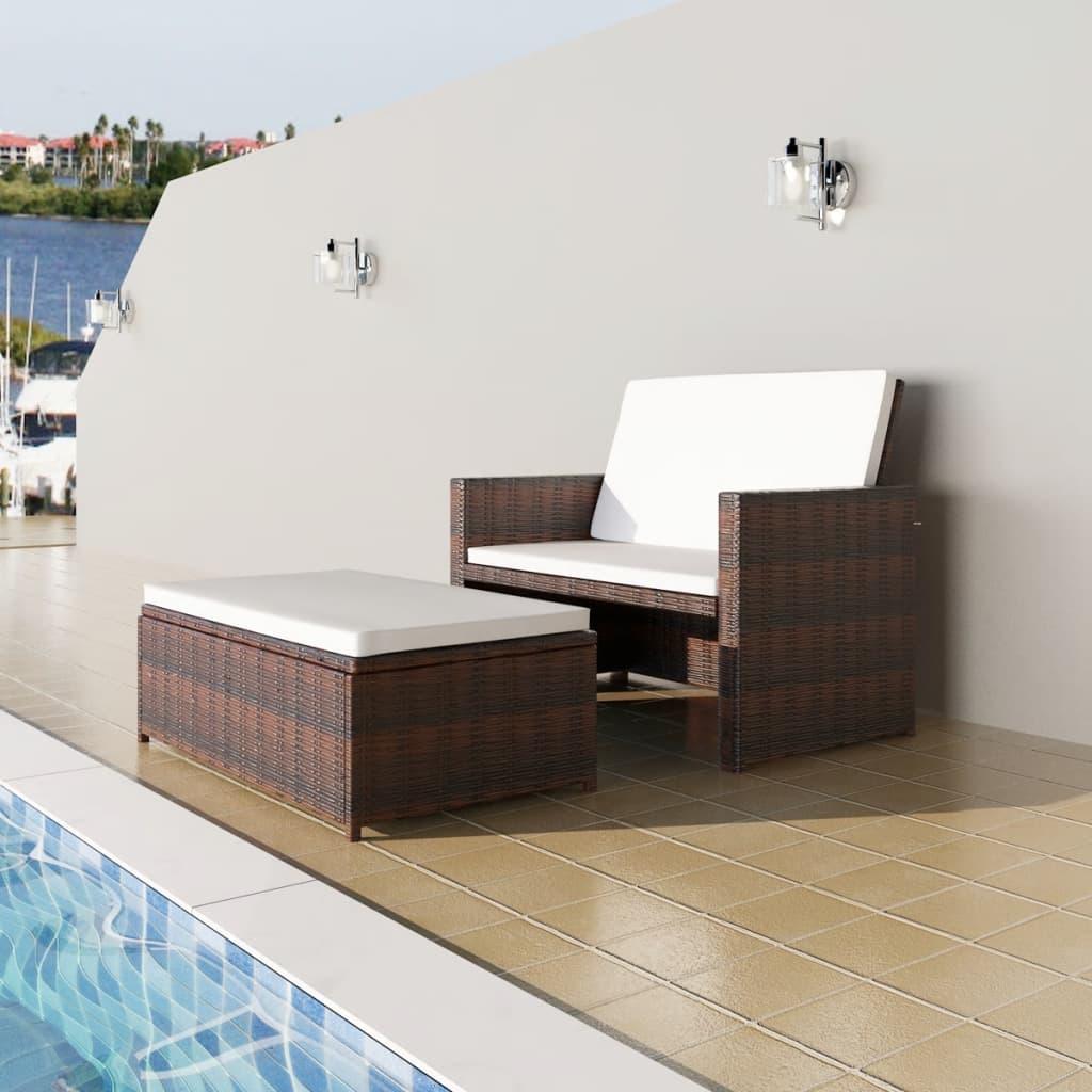 Patio Sofa Poly Rattan Brown