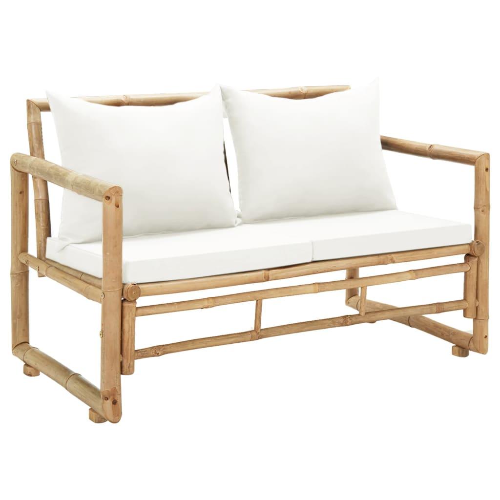 2 Seater Patio Sofa with Cushions Bamboo