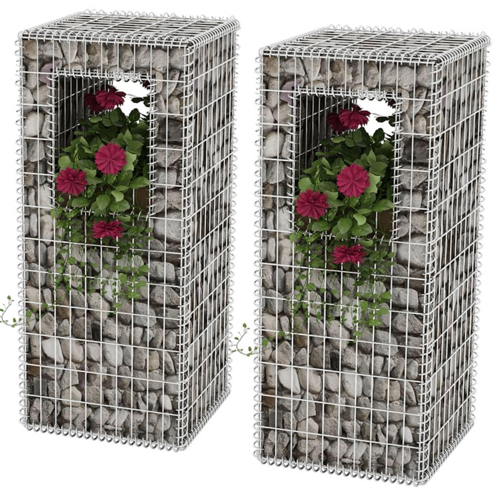 Gabion Basket Posts/Planters 2 pcs Steel 19.7