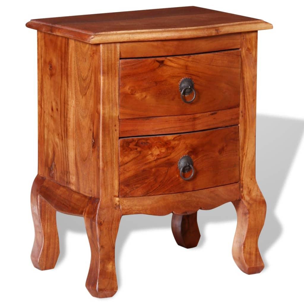 Nightstand with Drawers Solid Acacia Wood - vidaXL - 243971 - Set Shop and Smile