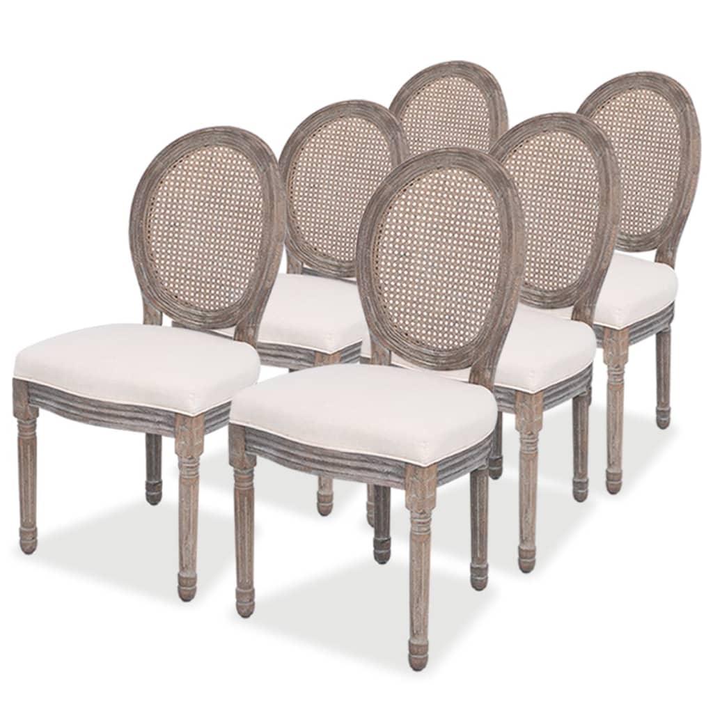 Dining Chairs 6 pcs Cream Fabric - vidaXL - 274621 - Set Shop and Smile