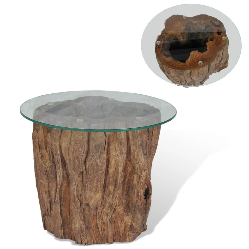 Coffee Table Teak Glass 19.7