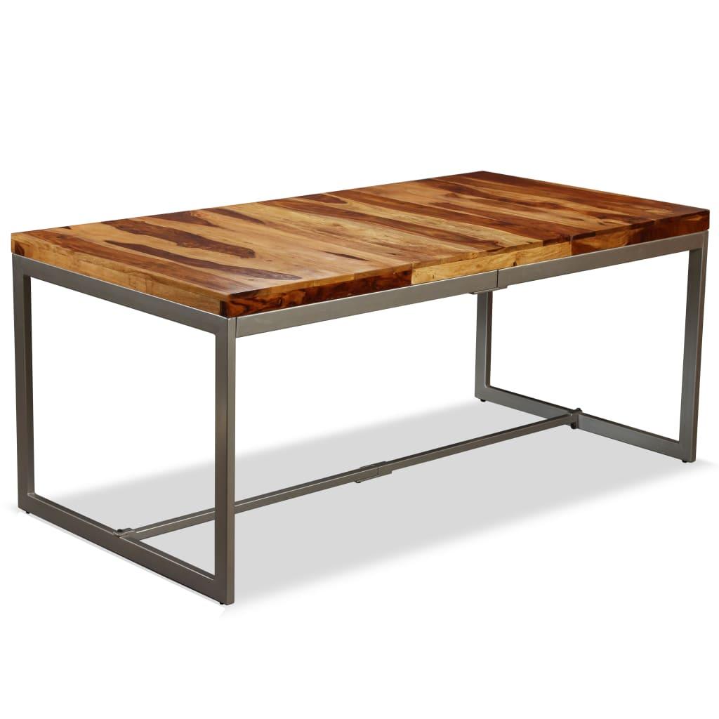 Dining Table Solid Sheesham Wood and Steel 70.9