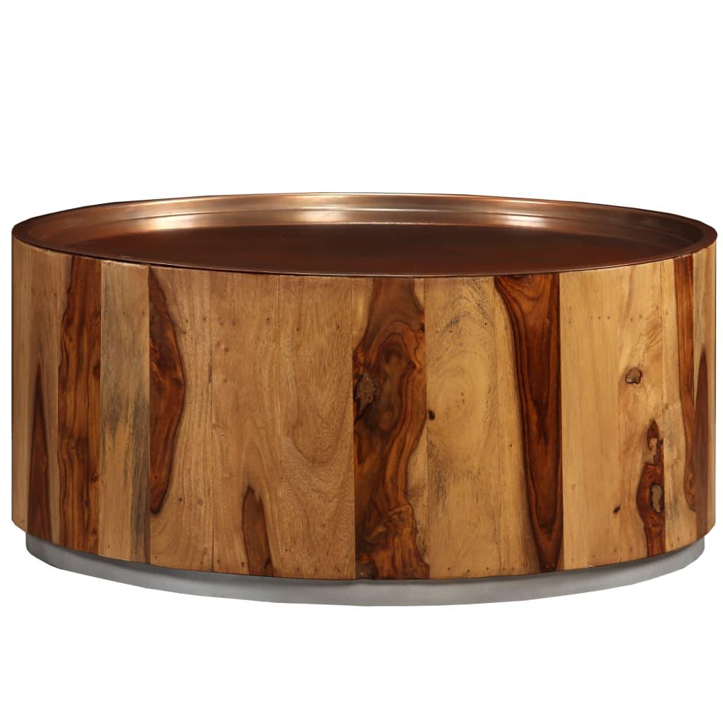 Coffee Table Solid Sheesham Wood and Steel 26.8