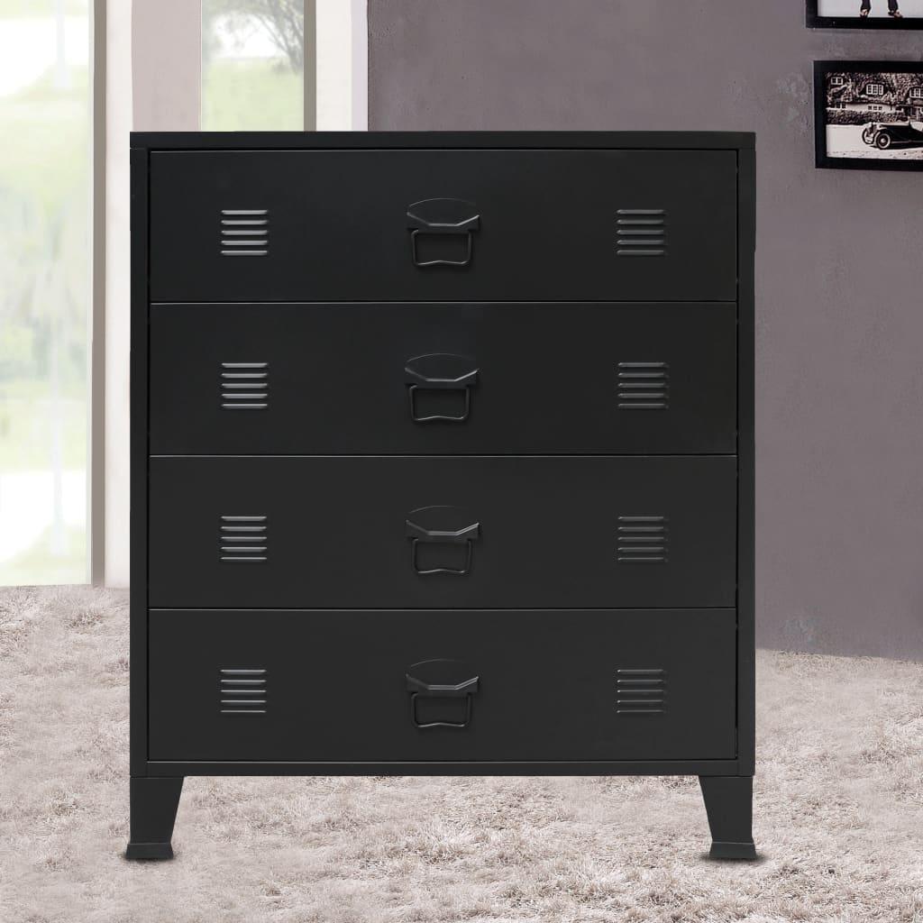 Chest of Drawers Metal Industrial Style 30.7"x15.7"x36.6" Black - vidaXL - 245963 - Set Shop and Smile