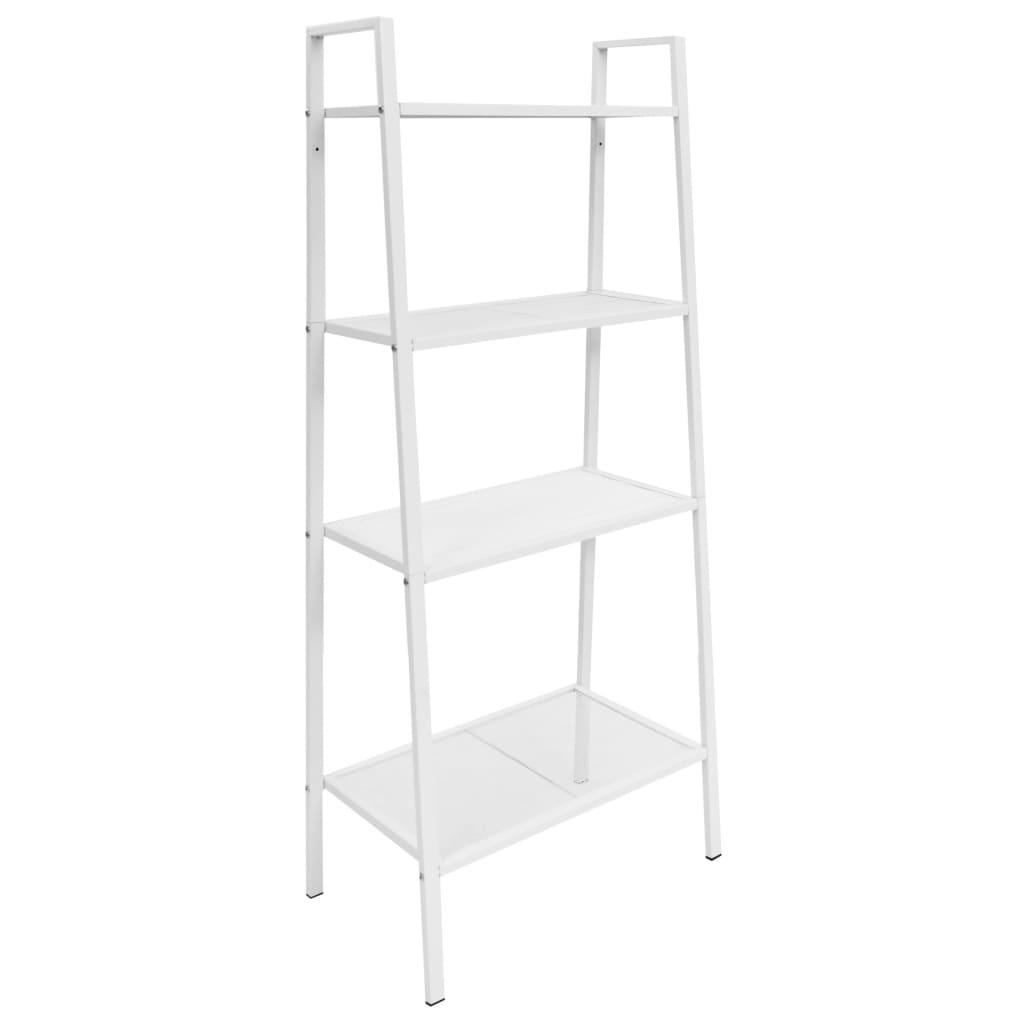 Ladder Bookcase 4 Tiers Metal White