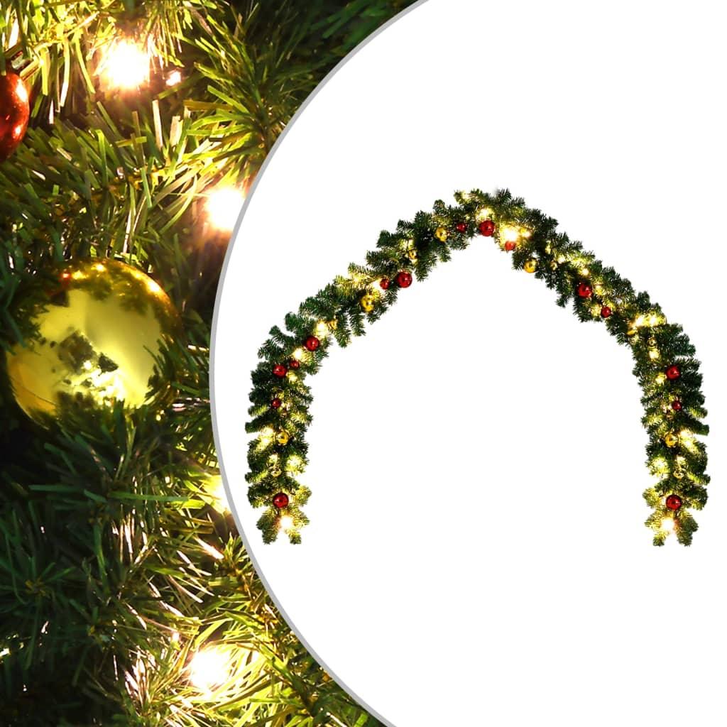 Christmas Garland Decorated with Baubles and LED Lights 16 ft - vidaXL - 246406 - Set Shop and Smile