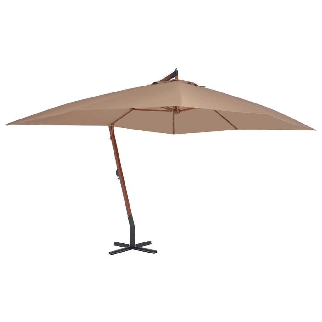 Cantilever Umbrella with Wooden Pole 157.5"x118.1" Taupe - vidaXL - 44492 - Set Shop and Smile