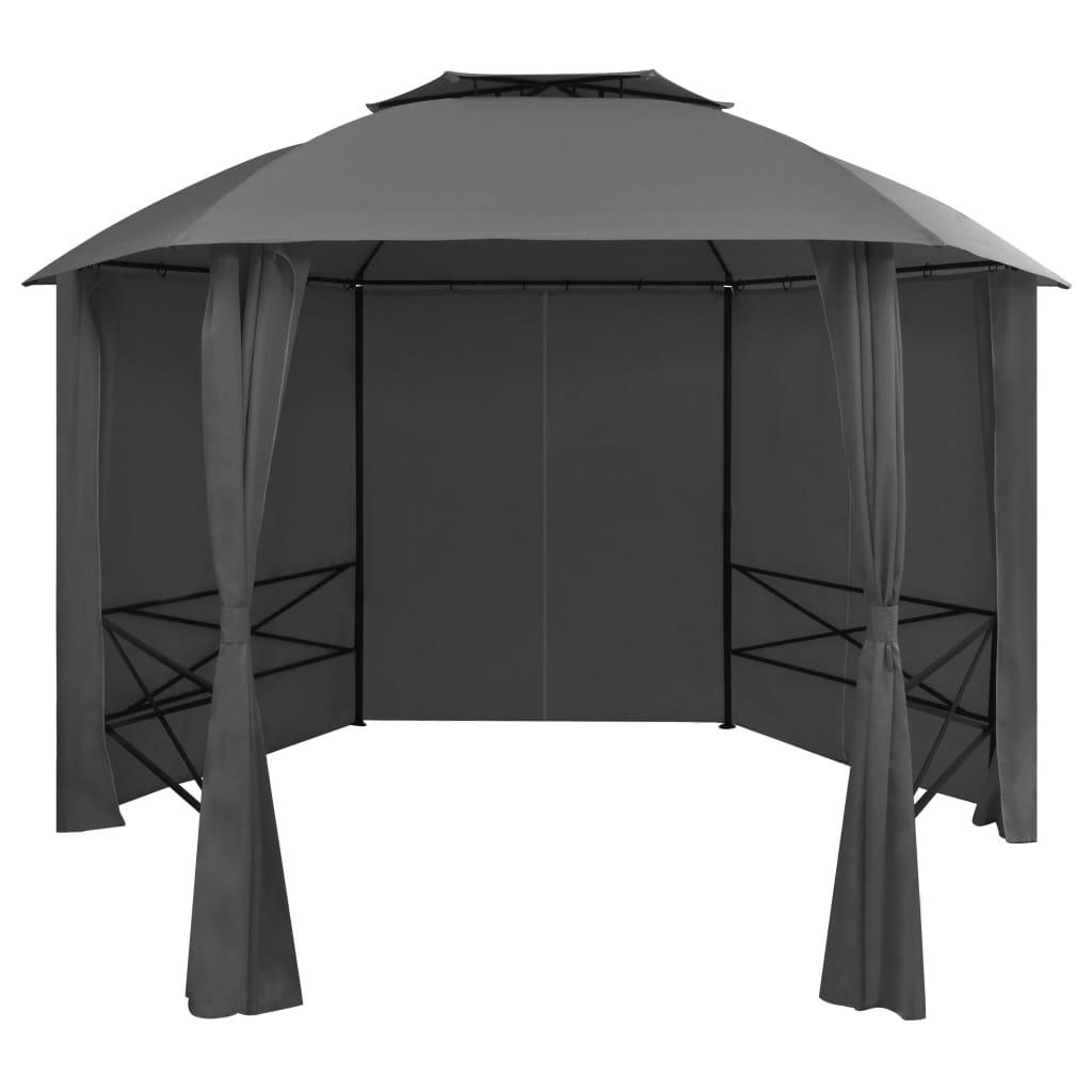 Garden Marquee Pavilion Tent with Curtains Hexagonal 141.7"x104.3" - vidaXL - 44766 - Set Shop and Smile