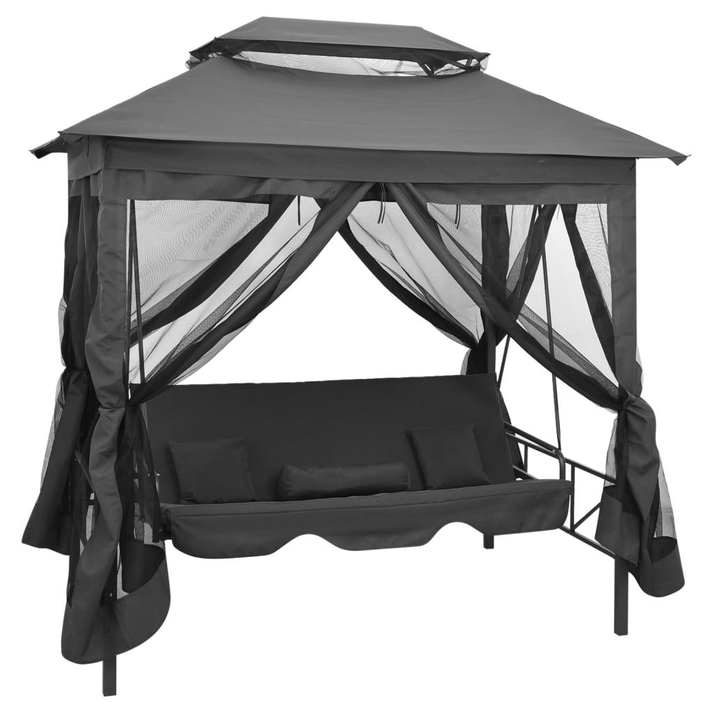 Outdoor Convertible Swing Bench with Canopy Anthracite 86.6