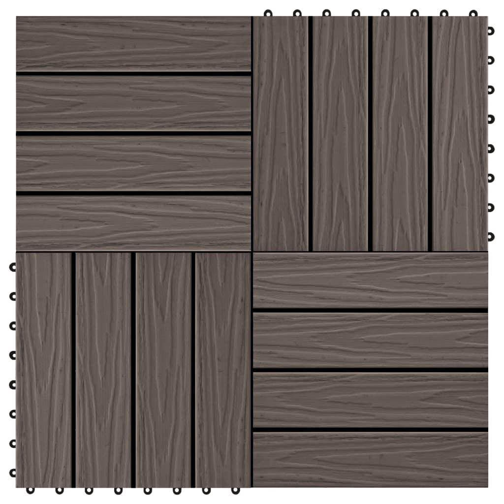 11 pcs Decking Tiles Deep Embossed WPC 11.8"x11.8" 1 sqm Dark Brown - vidaXL - 45038 - Set Shop and Smile