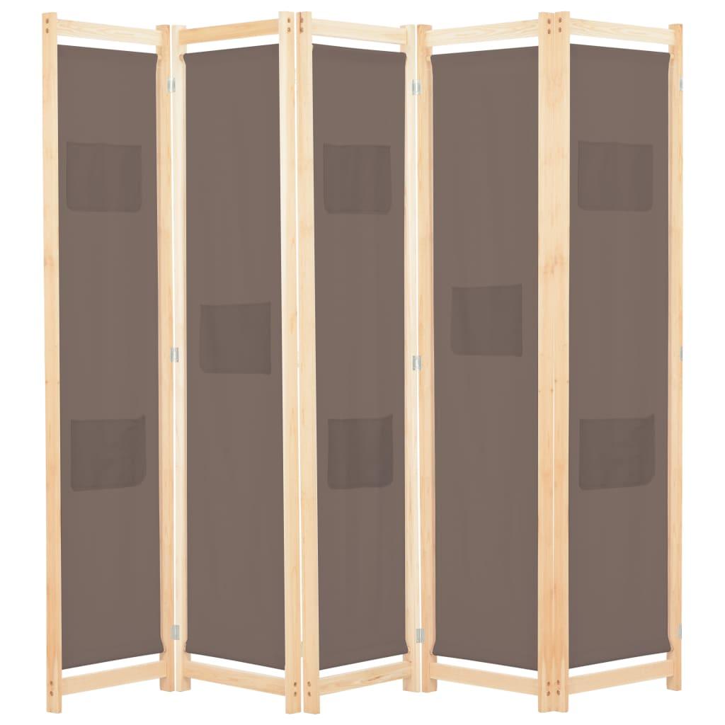 5-Panel Room Divider Brown 78.7"x66.9"x1.6" Fabric - vidaXL - 248181 - Set Shop and Smile