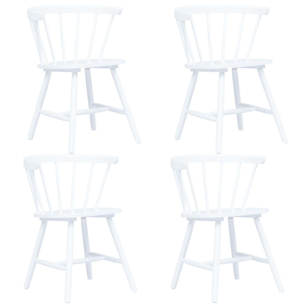 Dining Chairs 4 pcs White Solid Rubber Wood