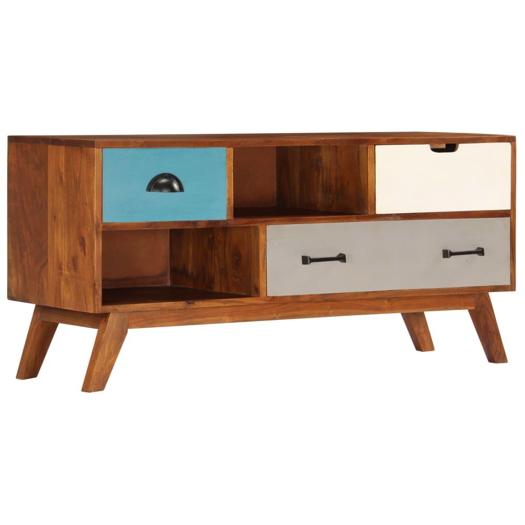 TV Cabinet with 3 Drawers 43.3"x13.8"x19.7" Solid Acacia Wood - vidaXL - 247936 - Set Shop and Smile
