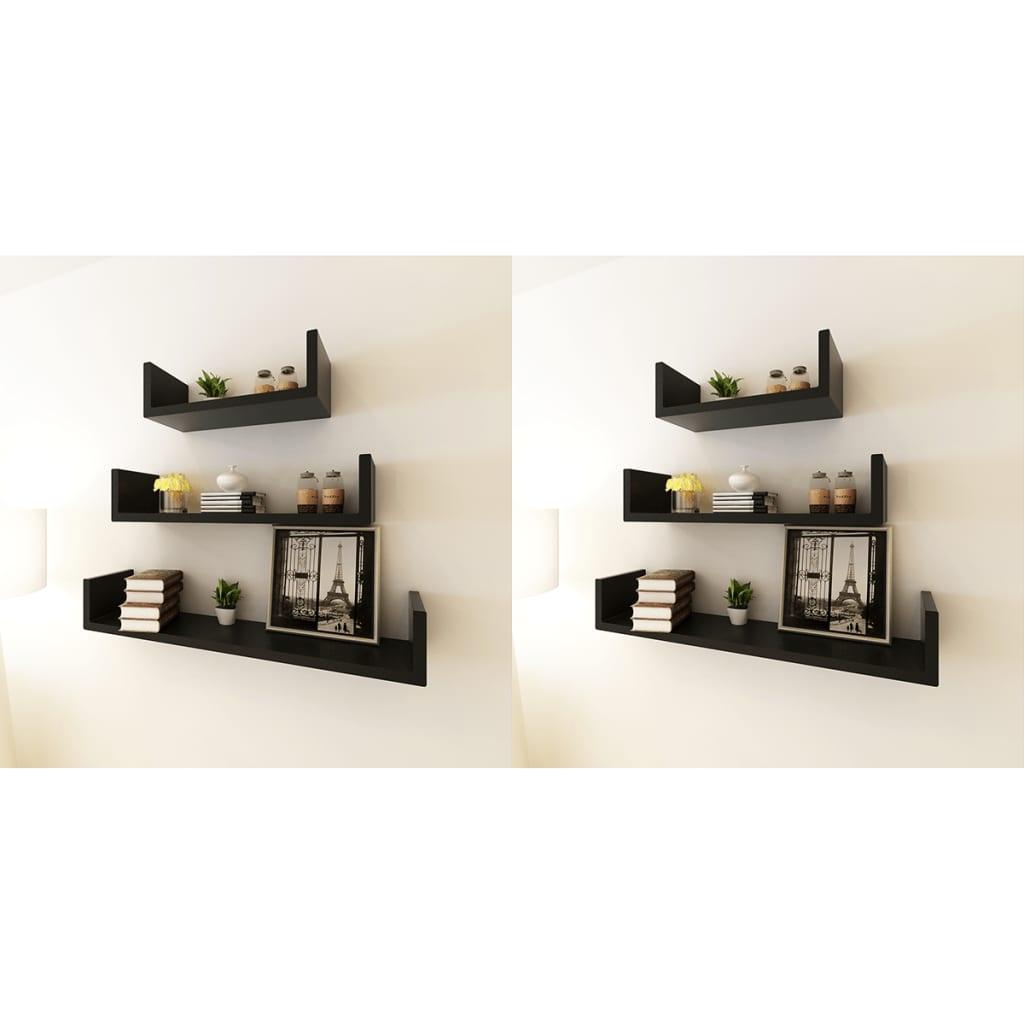 Wall Shelves 6 pcs Black - vidaXL - 275989 - Set Shop and Smile