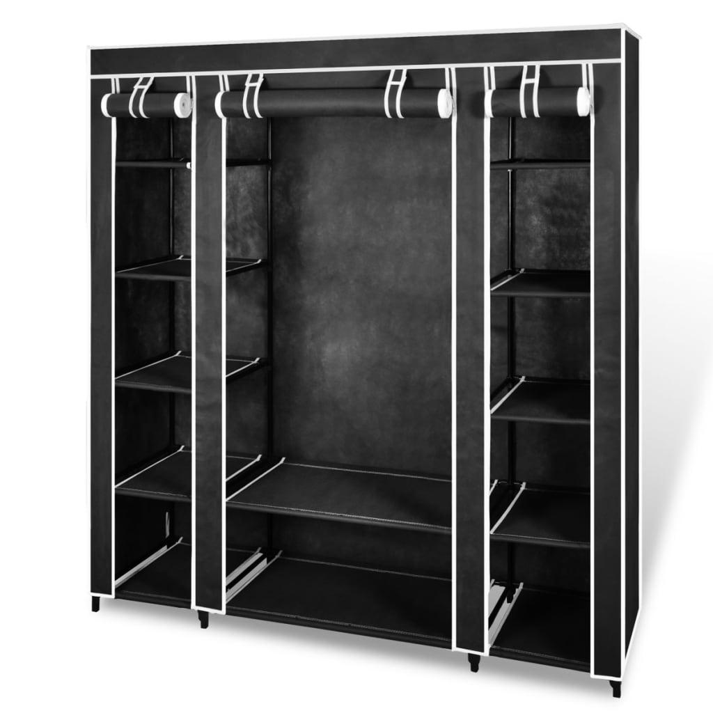 Fabric Wardrobe with Compartments and Rods 17.7