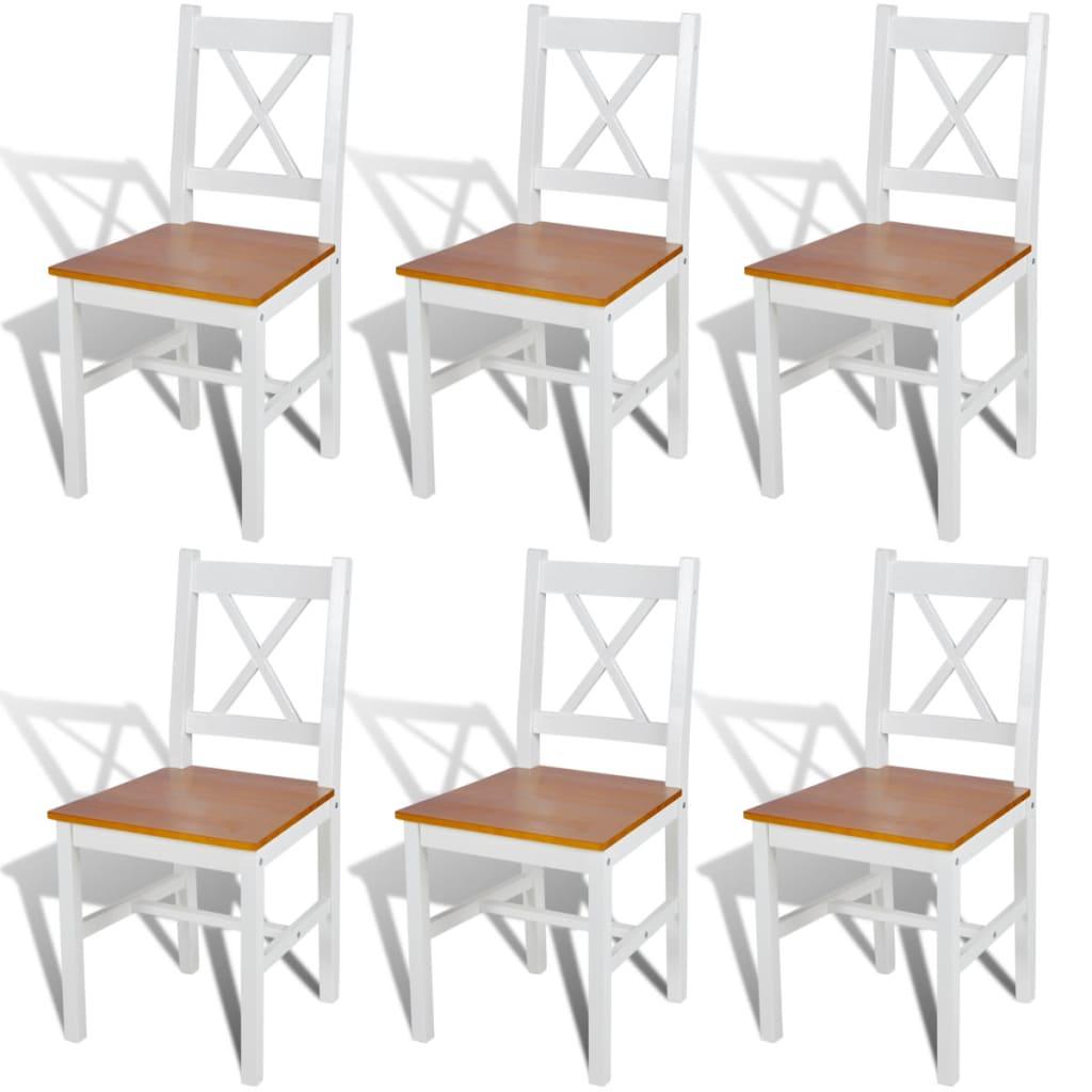 Dining Chairs 6 pcs White Pinewood - vidaXL - 271497 - Set Shop and Smile