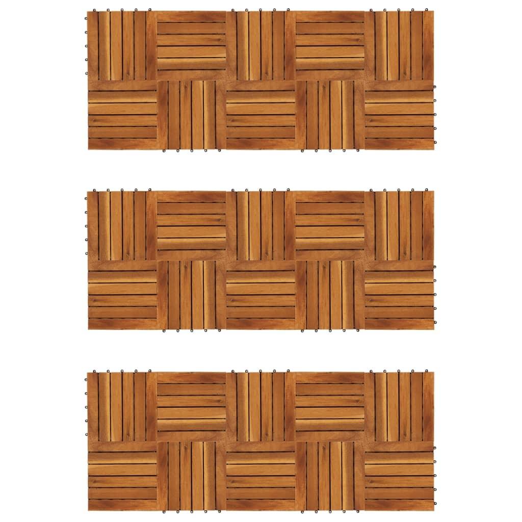 Decking Tiles Vertical Pattern 11.8"x11.8" Acacia Set of 30 - vidaXL - 271791 - Set Shop and Smile