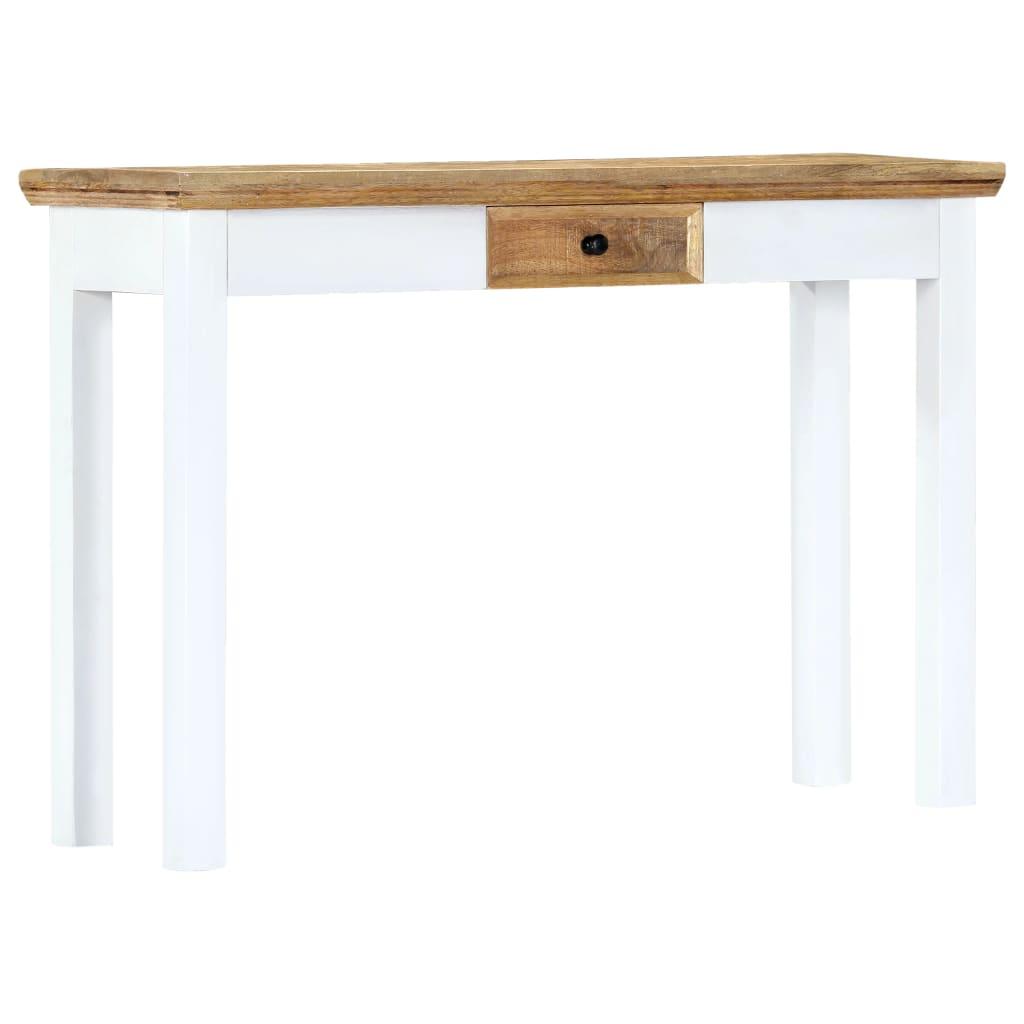 Console Table White and Brown 43.3"x13.7"x29.5" Solid Mango Wood - vidaXL - 247737 - Set Shop and Smile