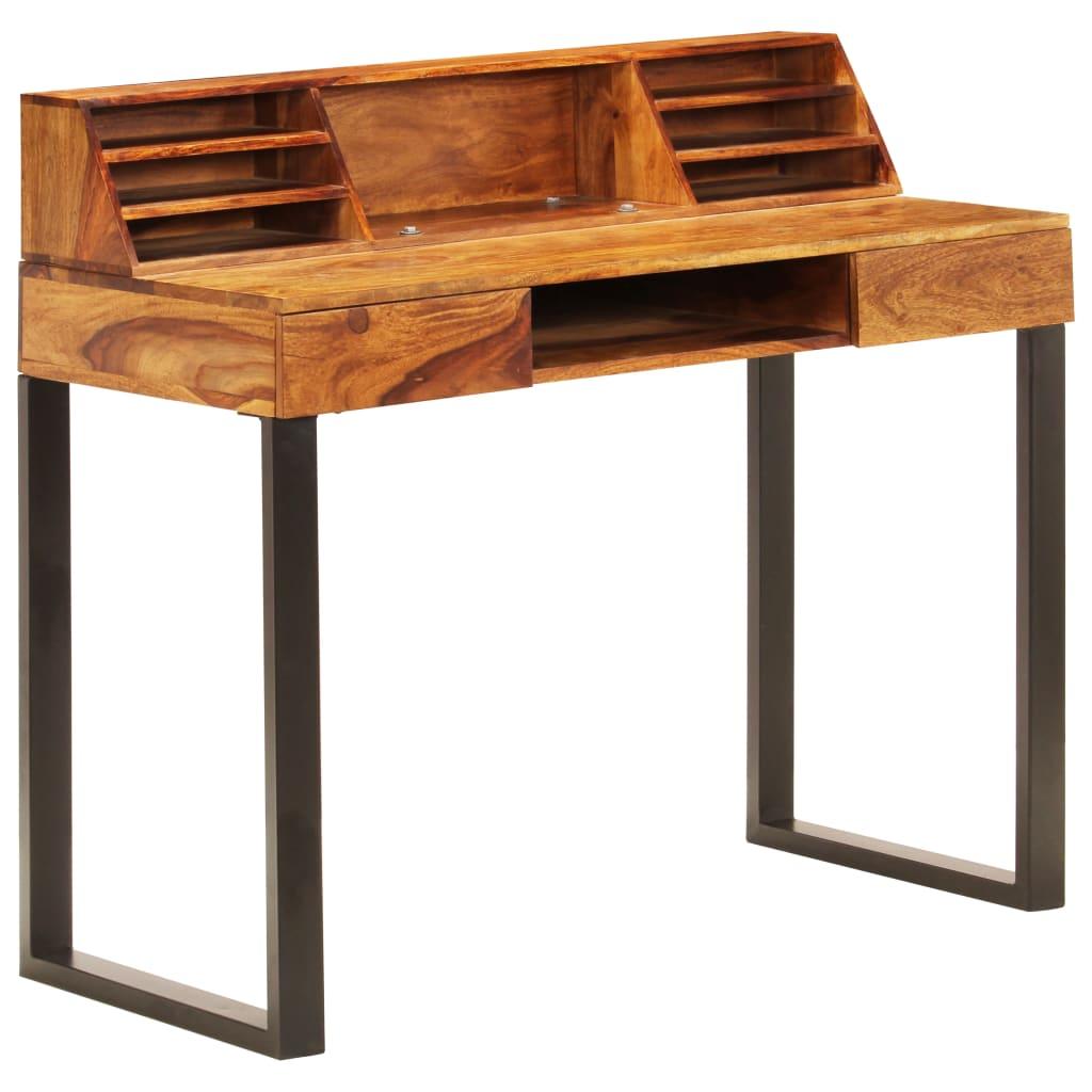 Desk 43.3"x19.7"x37" Solid Sheesham Wood and Steel - vidaXL - 247964 - Set Shop and Smile