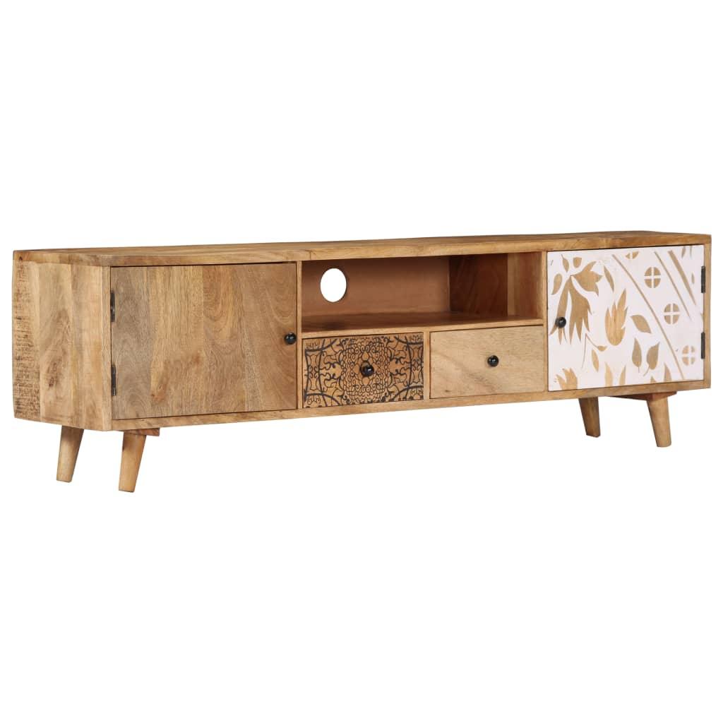 TV Cabinet 55.1"x11.8"x15.7" Solid Mango Wood - vidaXL - 249856 - Set Shop and Smile
