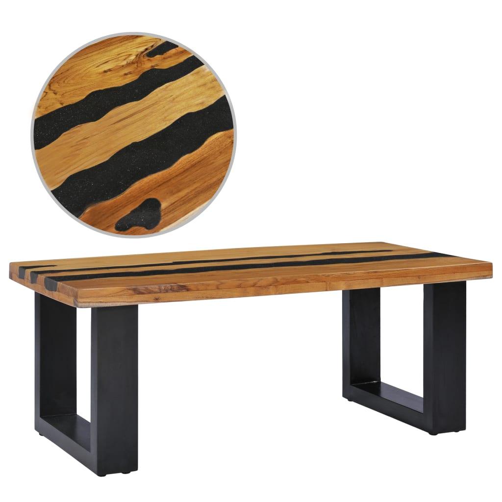 Coffee Table 39.3"x19.6"x15.7" Solid Teak Wood and Lava Stone - vidaXL - 281645 - Set Shop and Smile