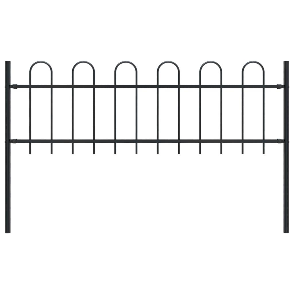 Garden Fence with Hoop Top Steel 5.6' Black