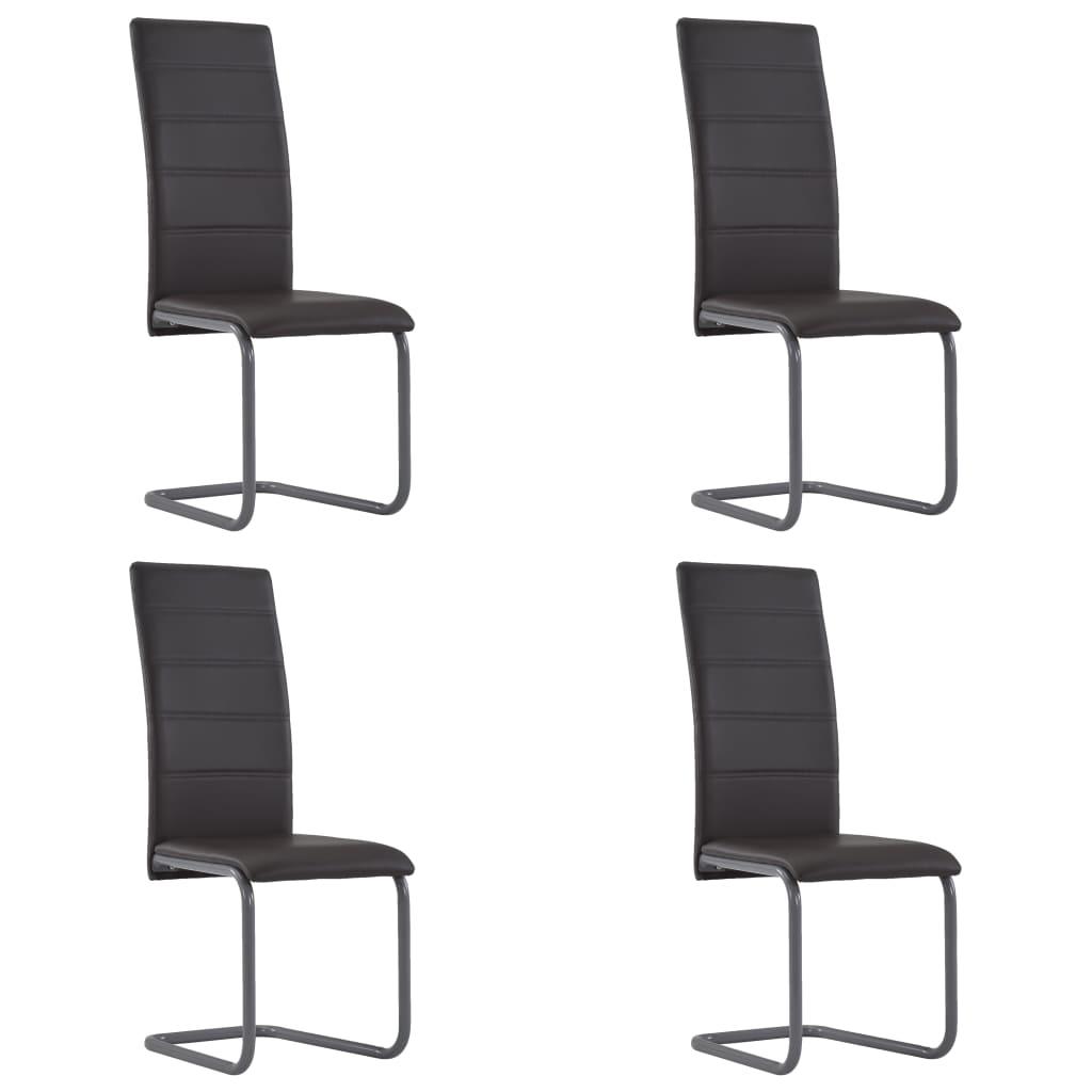 Cantilever Dining Chairs 4 pcs Brown Faux Leather - vidaXL - 282096 - Set Shop and Smile