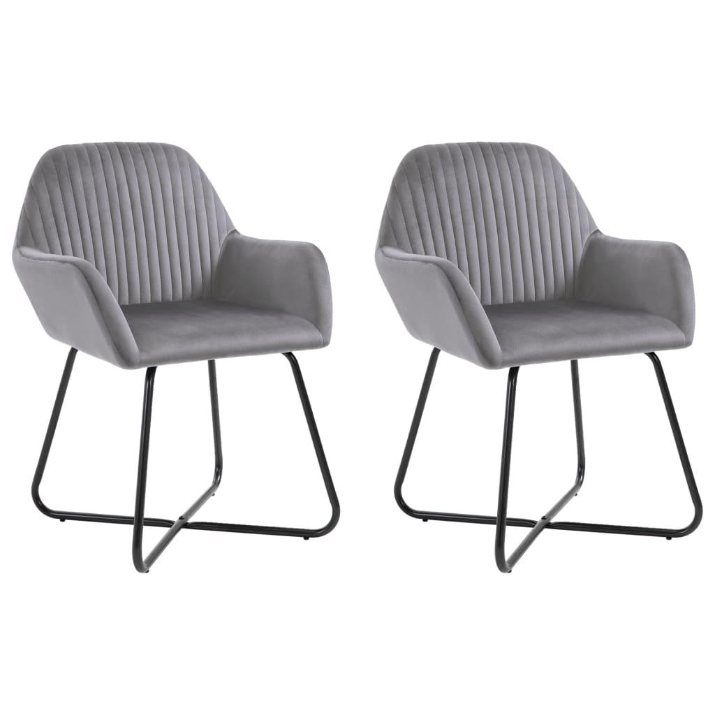 Dining Chairs 2 pcs Gray Velvet - vidaXL - 249804 - Set Shop and Smile