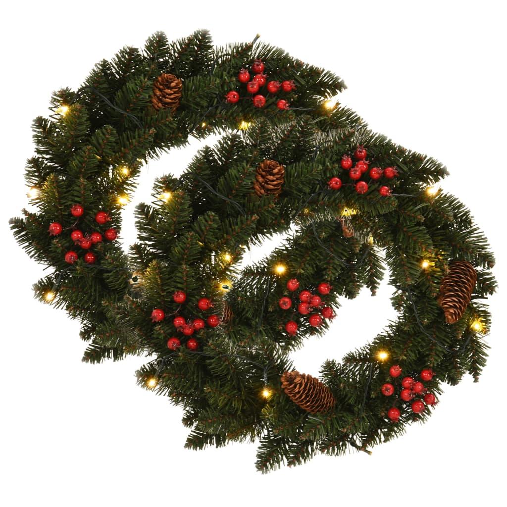 Christmas Wreaths 2 pcs with Decoration Green 1 ft - vidaXL - 284330 - Set Shop and Smile
