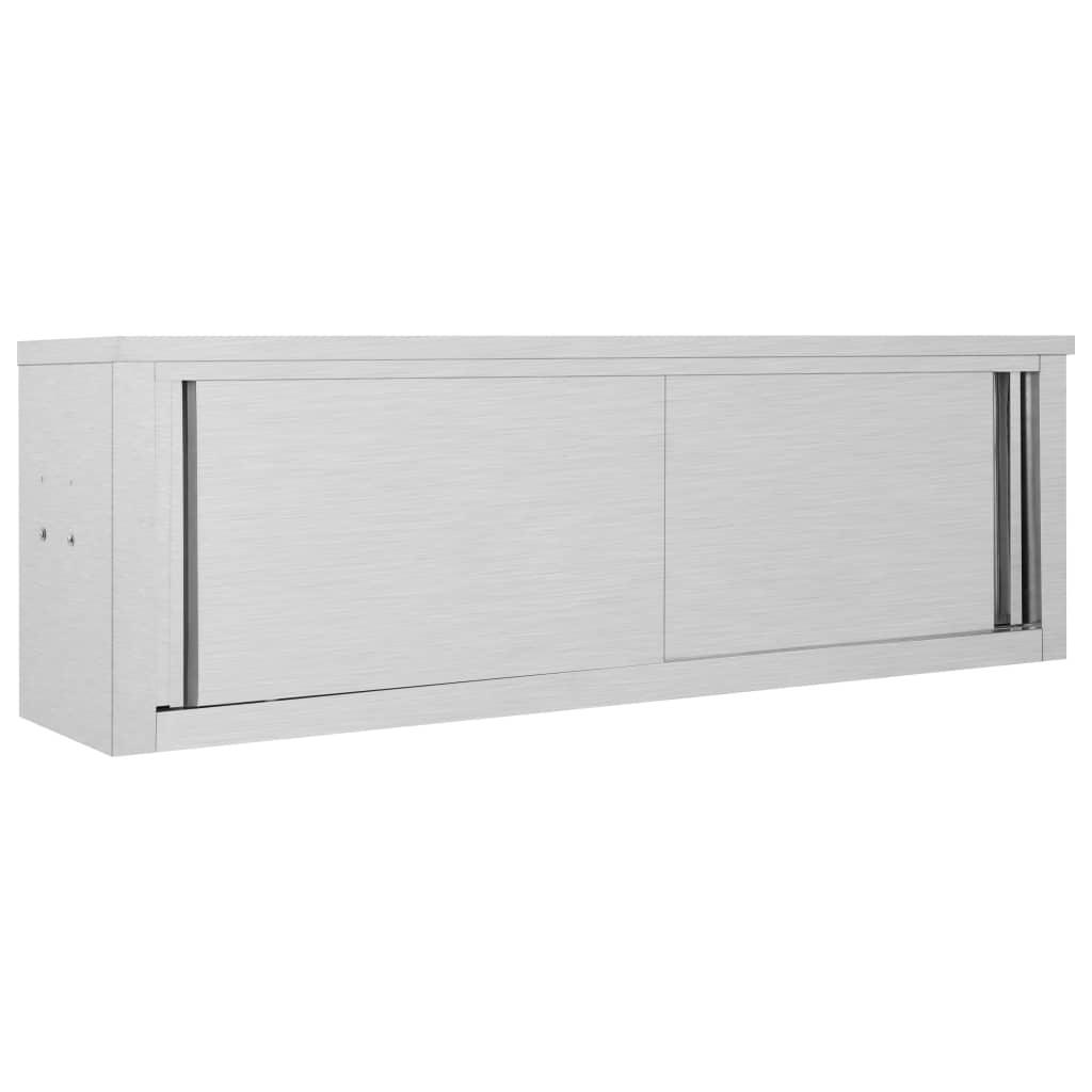 Kitchen Wall Cabinet with Sliding Doors 59.1"x15.7"x19.7" Stainless Steel - vidaXL - 51054 - Set Shop and Smile