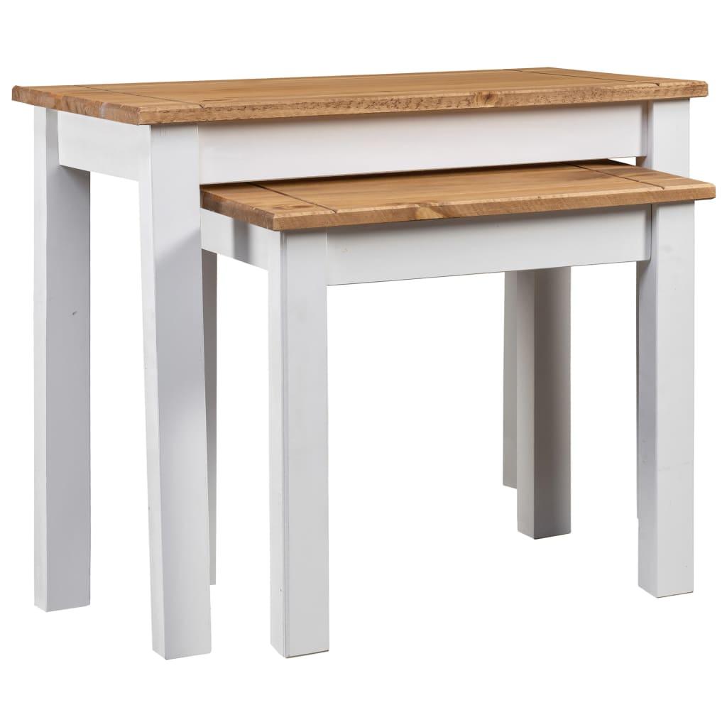 Nesting Tables 2 pcs White Solid Pine Wood Panama Range - vidaXL - 282678 - Set Shop and Smile