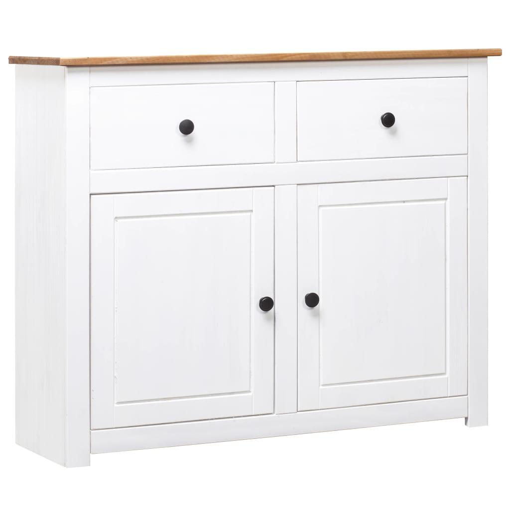 Sideboard White 36.6"x15.7"x31.5" Solid Pinewood Panama Range - vidaXL - 282699 - Set Shop and Smile