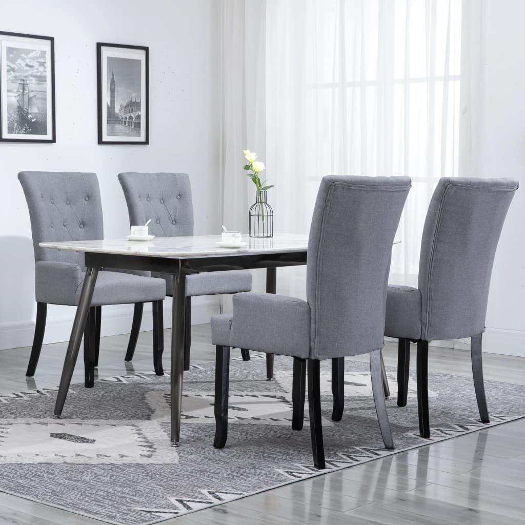Dining Chairs with Armrests 4 pcs Light Gray Fabric - vidaXL - 276906 - Set Shop and Smile