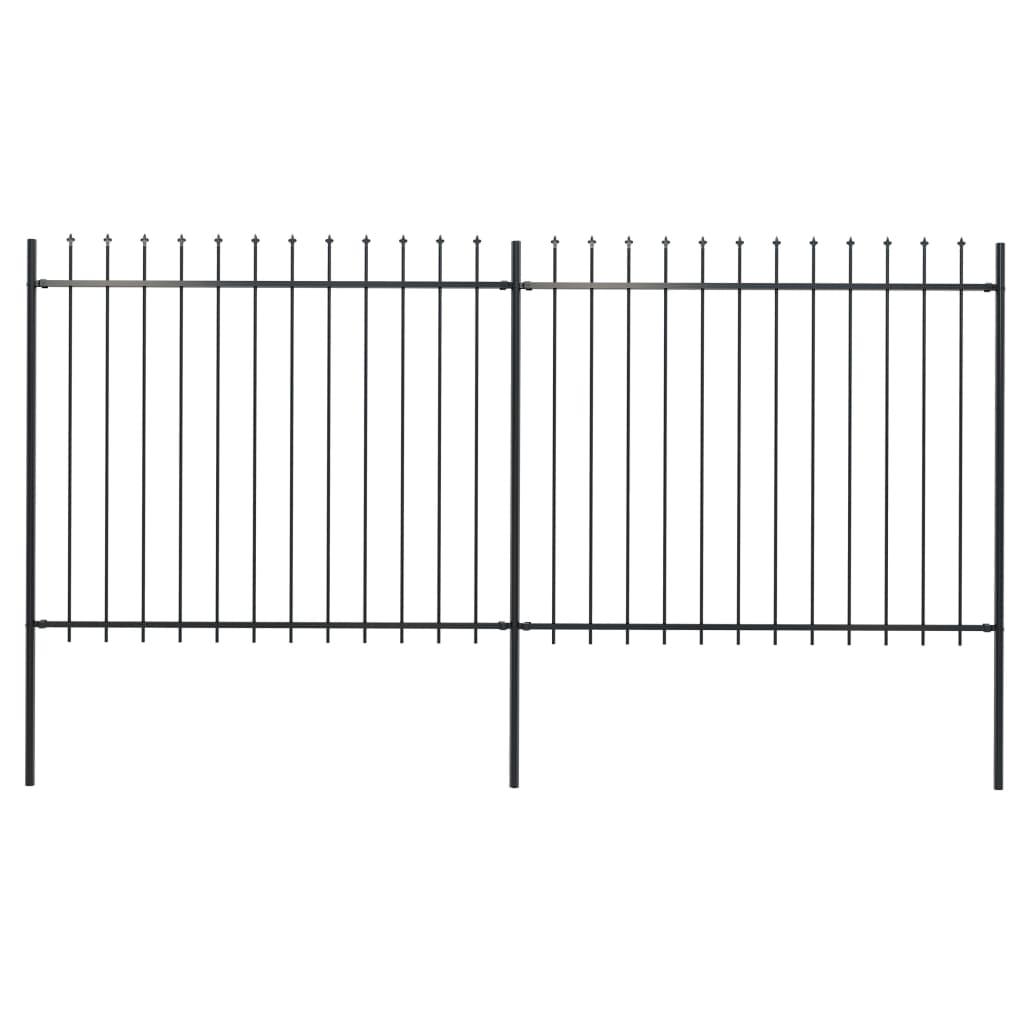Garden Fence with Spear Top Steel 133.9"x59.1" Black - vidaXL - 277630 - Set Shop and Smile