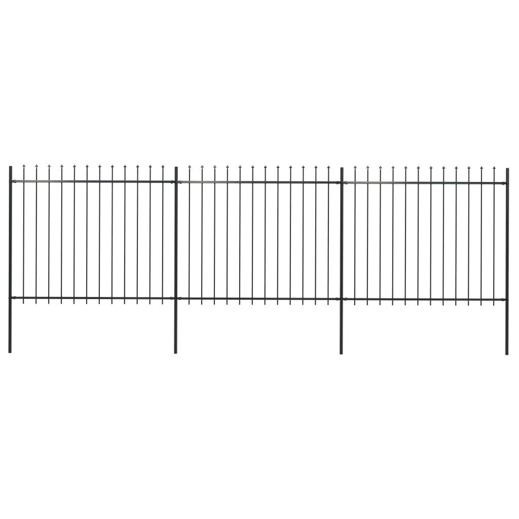 Garden Fence with Spear Top Steel 200.8"x59.1" Black - vidaXL - 277631 - Set Shop and Smile