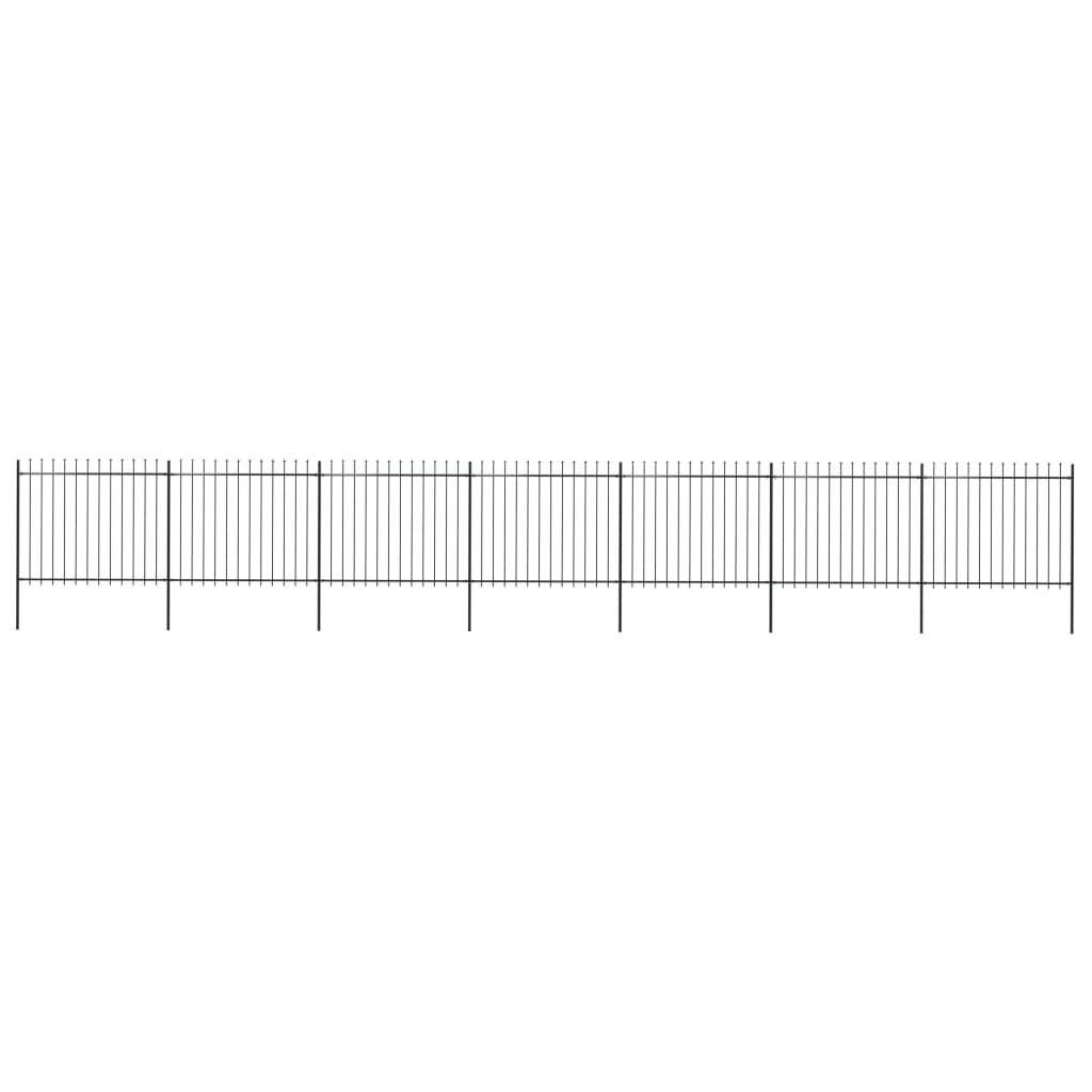 Garden Fence with Spear Top Steel 468.5"x59.1" Black - vidaXL - 277635 - Set Shop and Smile