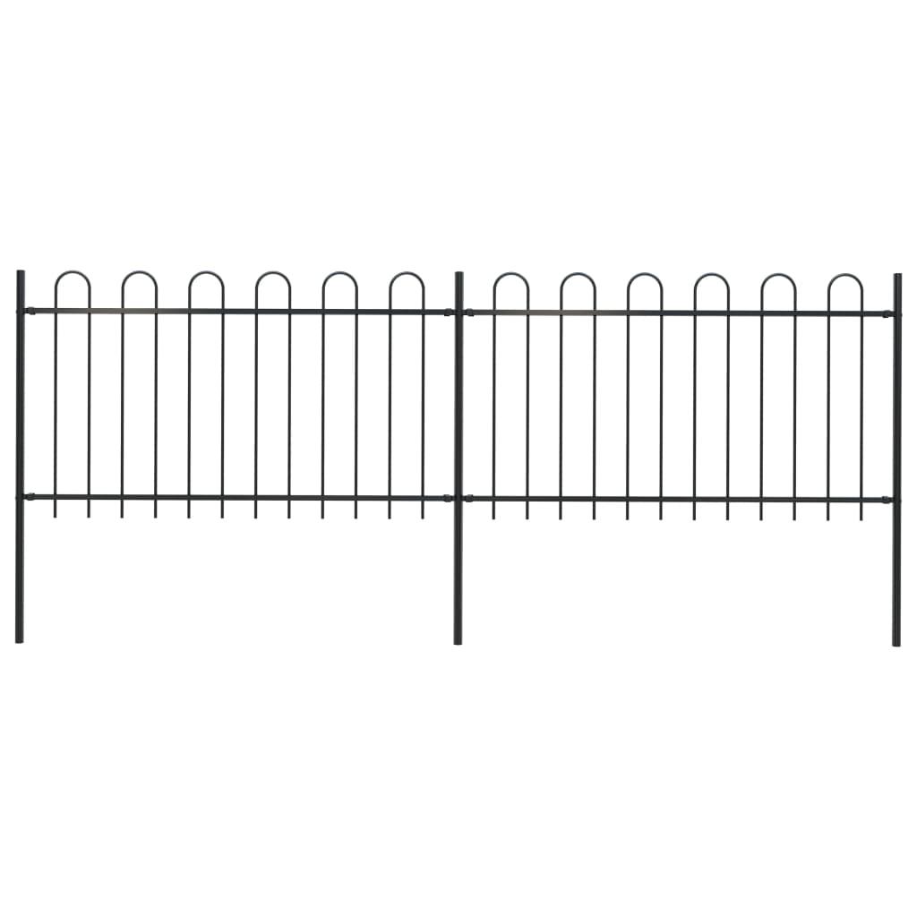 Garden Fence with Hoop Top Steel 11.2' Black - vidaXL - 277657 - Set Shop and Smile