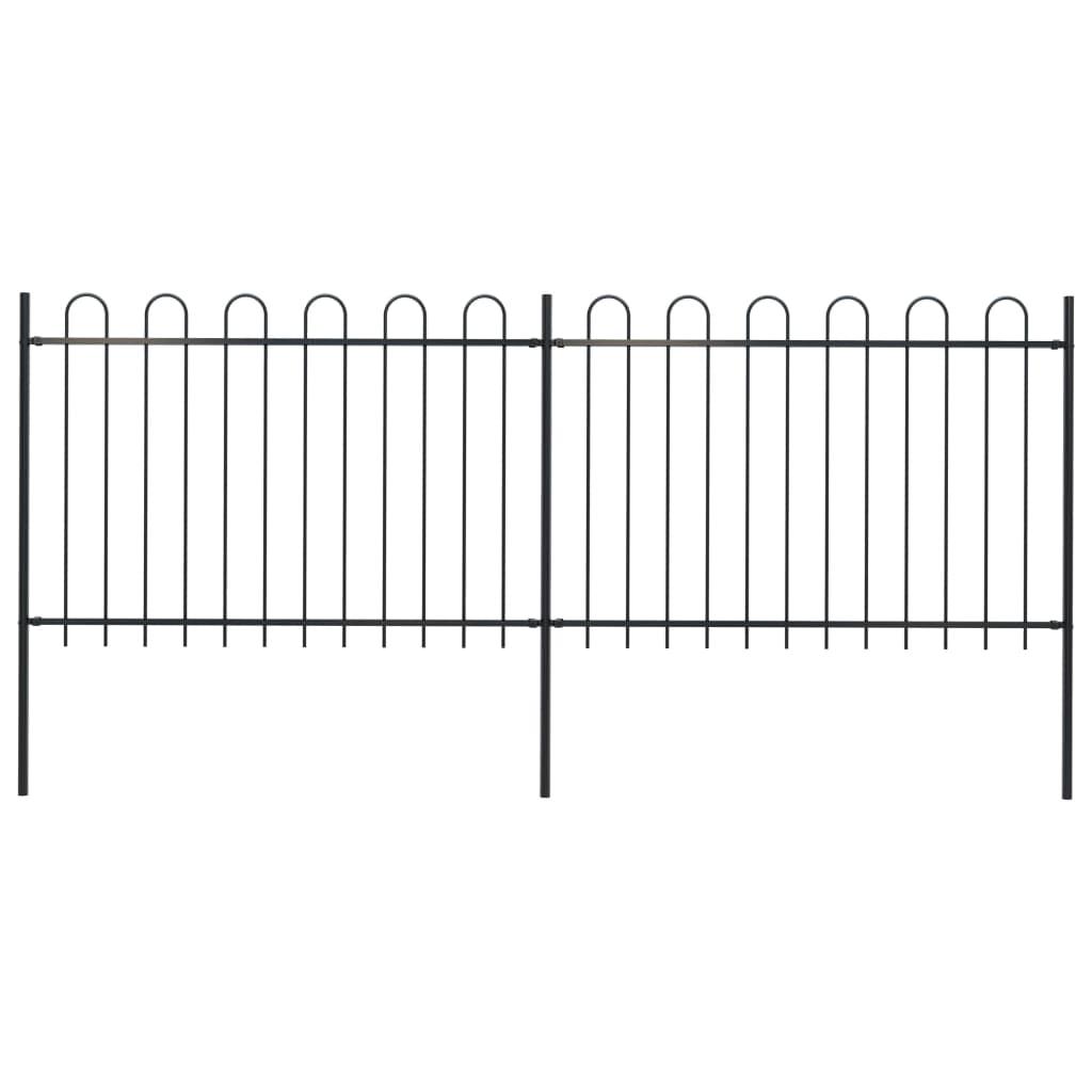 Garden Fence with Hoop Top Steel 11.2ft Black - vidaXL - 277666 - Set Shop and Smile