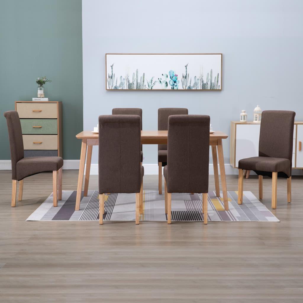 Dining Chairs 6 pcs Brown Fabric - vidaXL - 277273 - Set Shop and Smile