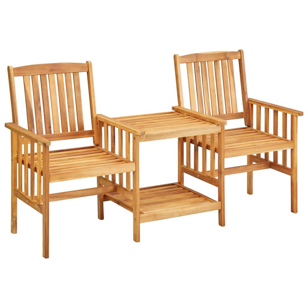 Patio Chairs with Tea Table 62.6"x24"x36.2" Solid Acacia Wood - vidaXL - 45933 - Set Shop and Smile