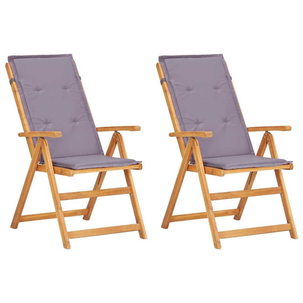 Reclining Patio Chairs 2 pcs Brown Solid Acacia Wood