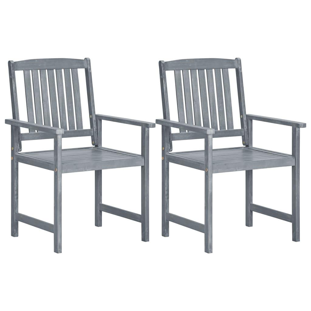 Patio Chairs 2 pcs Gray Solid Acacia Wood