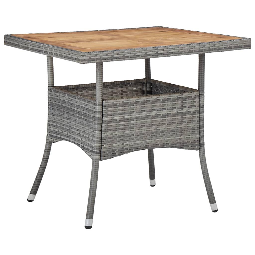 Patio Dining Table Gray Poly Rattan and Solid Acacia Wood - vidaXL - 46172 - Set Shop and Smile