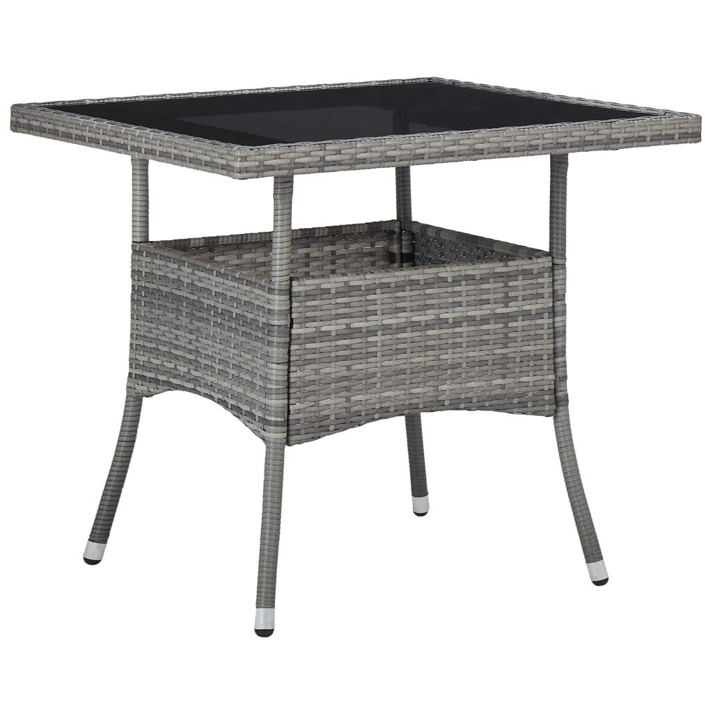 Patio Dining Table Gray Poly Rattan and Glass - vidaXL - 46178 - Set Shop and Smile