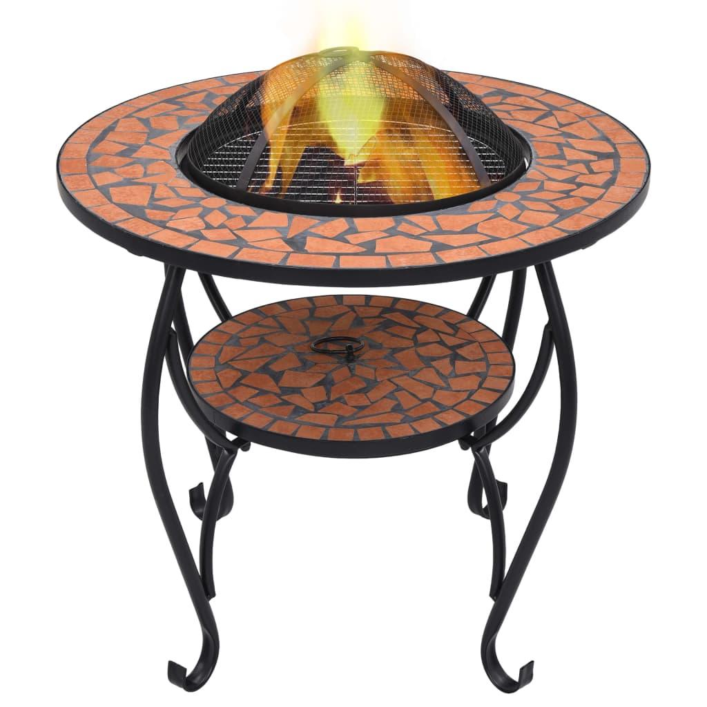 Mosaic Fire Pit Table Terracotta 26.8" Ceramic - vidaXL - 46723 - Set Shop and Smile