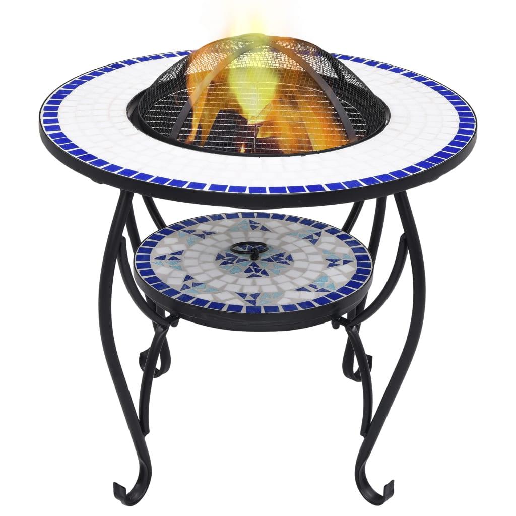 Mosaic Fire Pit Table Blue and White 26.8" Ceramic - vidaXL - 46724 - Set Shop and Smile